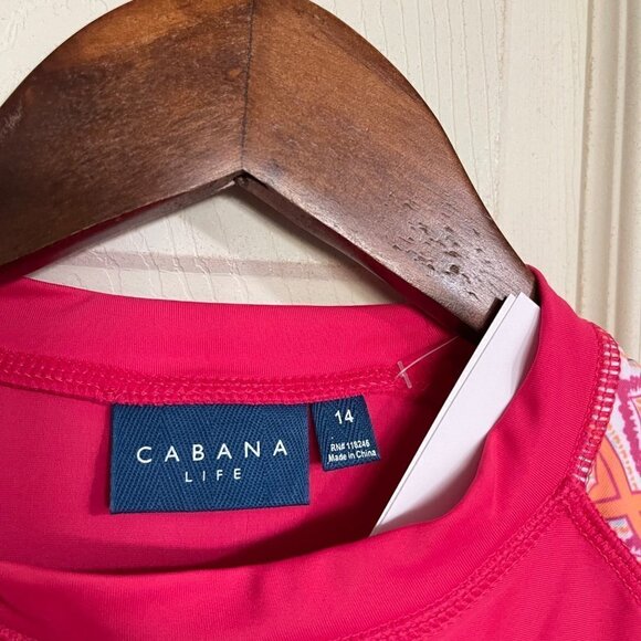 Cabana Life Kids Girls Pink Print Rash Guard Bikini Bottoms Set UPF 50+ 14 - Picture 4 of 12